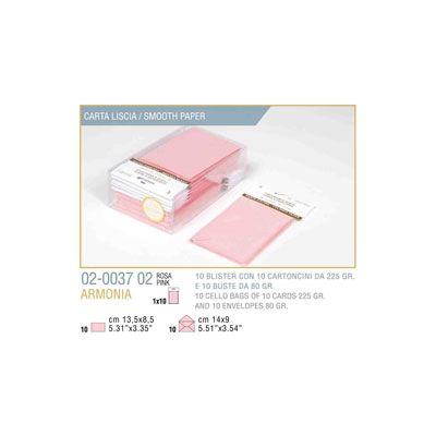 Blister 10 10 Biglietto Busta Armonia Cm 9x14 Rosa Kartos 2003702 8009162304638