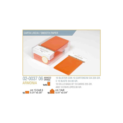 Blister 10 10 Biglietto Busta Armonia Cm 9x14 Arancio Kartos 2003706 8009162304775