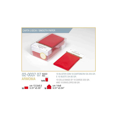 Blister 10 10 Biglietto Busta Armonia Cm 9x14 Rosso Kartos 2003707 8009162304782