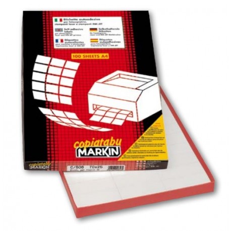 Etichetta adesiva di alta qualità CF1000, marca Markin. Dimensioni 70x52mm. Pieno carico con 10 pezzi FGX100. 8007047020604 | initpc.it