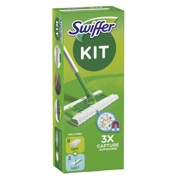 Swiffer Dry Starter Kit Completo con 8 Panni e 3 Panni Wet Pg136 8001841276113
