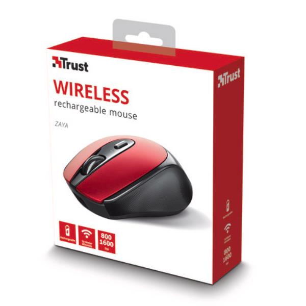Zaya Wrl Rechargeable Mouse Red Trust 24019 8713439240191