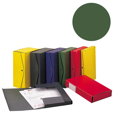 Scatola archivio project dorso 15 cm in verde con chiusura a pressione 8004389023294