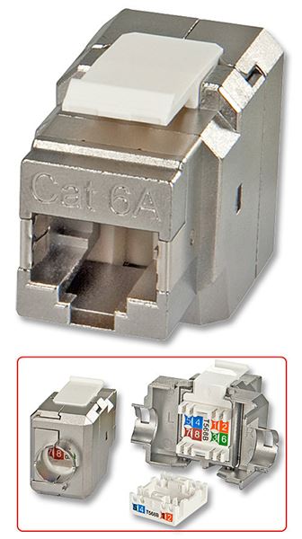 Connessione RJ45 per cavi a catena, certificato Cat. 6a, velocità di trasferimento dati fino a 10 Gbps, prodotto Lindy. 4002888258906 | initpc.it