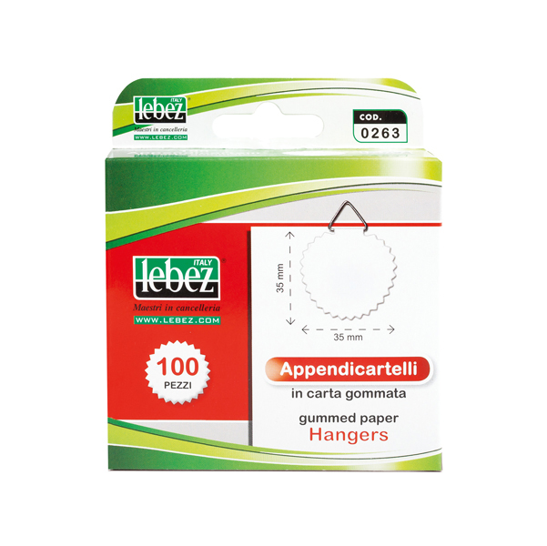 Scatola 100 Appendicartelli Adesiv Carta Gommata Art 263 263 8007509002636