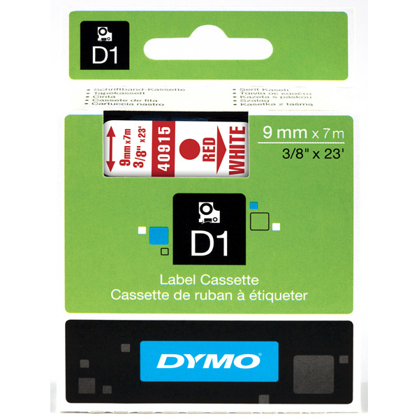 Nastro Dymo Tipo D1 9mmx7m Rosso Bianco 409150 S0720700 71701409157