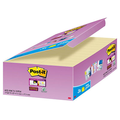 Value Pack 21 3 Blocco 90fg Post It Super Sticky Giallo Canary 47 6x47 6mm 29825 51141401515