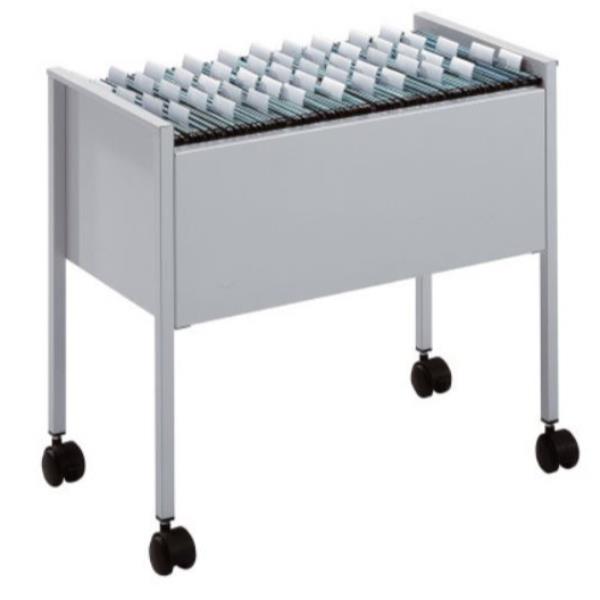 Carrello in metallo per cartelle sospese, modello Economy 80 da Durable, utilizzato per organizzare e trasportare documenti o archivi con sistema di sostegno regolabile. 4005546987880 | initpc.it