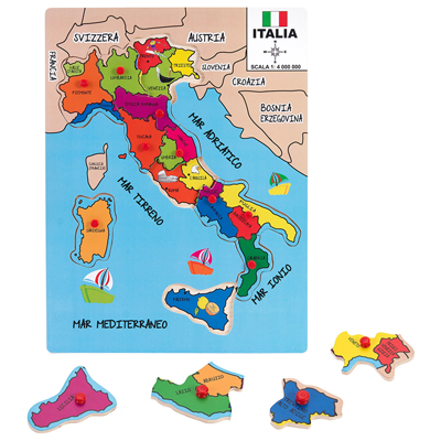 Puzzle Italia a Pioli in Legno 30x40x0 8 Cm Globo 36841 8014966368410