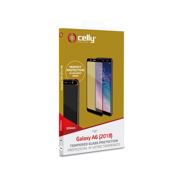 3d Glass Galaxy A6 2018 Black Celly 3dglass737bk 8021735742661