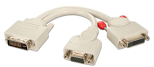 CAVO SPLITTER DVI-I/VGA + DVI-D - marchio Lindy, utilizzo multiplo di schermi con alta risoluzione per PC e Mac 4002888410489 | initpc.it