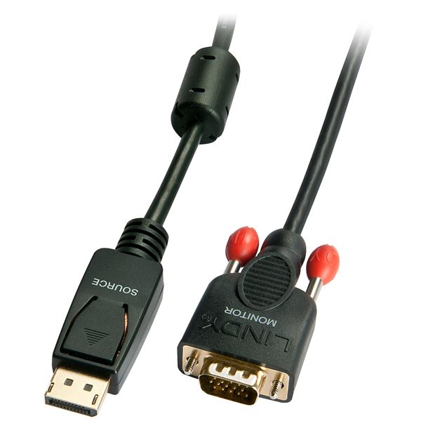 Cavo DisplayPort VGA 0,5m di alta qualità per connessione DisplayPort e VGA da Lindy 4002888419406 | initpc.it