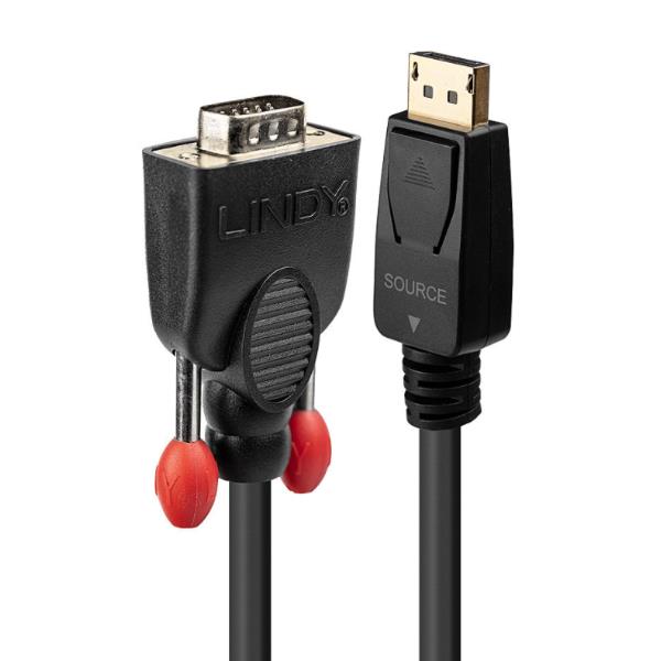 Cavo DisplayPort/VGA da 1 metro, marca Lindy, progettato per connettere dispositivi con porta DisplayPort a monitor o altre schermate con ingresso VGA. Facile installazione e uso. 4002888419413 | initpc.it