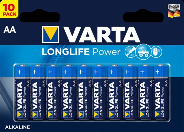 CF10 Longlife Power Blu AA Alcalina, batteria alcalina di alta qualità per applicazioni quotidiane, marchio Varta. 4008496626809 | initpc.it