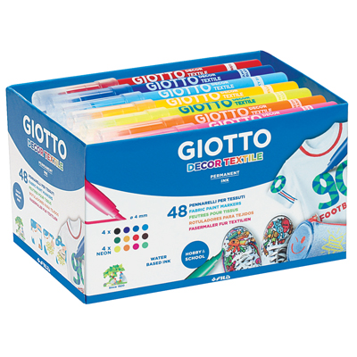 Pennarelli Giotto Decor Textile Schoolpack Pz 48 da 4x12 Colori Giotto 494700 8000825494703