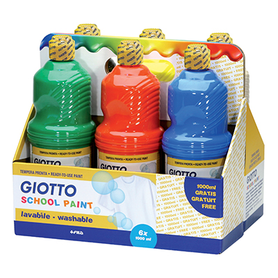 Tempera Giotto School Paint 1000 Ml Colori Assortiti 6 Flaconi Giotto 530900 8000825530906