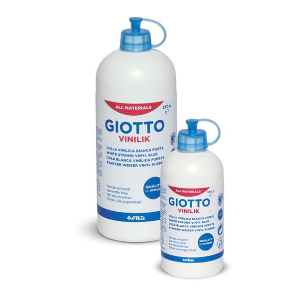 Colla Giotto Vinilik in contenitore di plastica con cerniera e beccuccio, marca Giotto, peso netto 250 grammi. 8000825543104 | initpc.it