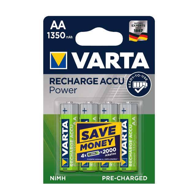 Varta CF4 ricaricabili AA da 1350mAh, batterie ricariche ecocompatibili per dispositivi elettrici. 4008496884346 | initpc.it