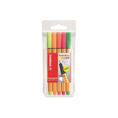 AST5 STABILO POINT 88 MINI NEON, penna a sfera neon minima da disegno e scrittura con punti di colore vibranti e luminosi per una tecnica di disegno precisa ed espressiva. Un'alternativa versatile alla classica penna a sfera 4006381460583 | initpc.it