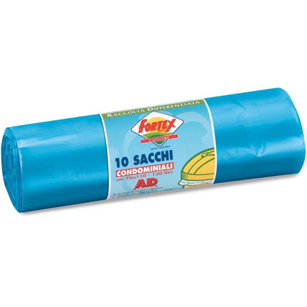 10 Sacchi Immondizia 70x110cm 120lt Hd 16 Azzurro Logex C5lx 2006b 8003350531400