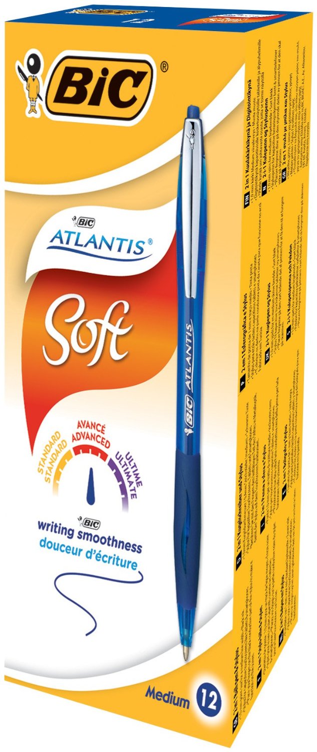 Scatola 12 Penne Sfera Scatto Bic Atlantis Premium Clip Metal 1 0mm Blu 9021322 3086123307575