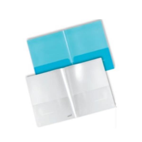 Cartellina doppia tasca interna blu, prodotta da Plastidea, con una scatola di plastica robusta e pratica per archiviazione e trasporto. 8028422770105 | initpc.it