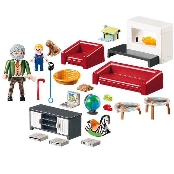 Playmobil soggiorno con camino, accessori per creare un ambiente confortevole e accogliente per i tuoi personaggi giocattolo. 4008789702074 | initpc.it