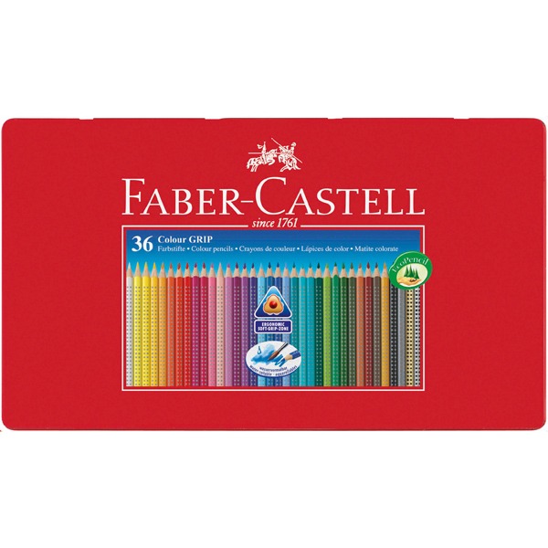 Astuccio Metallo 36 Pastelli Colorati Acquerellabili Color Grip Faber Castell 112435 4005401124351