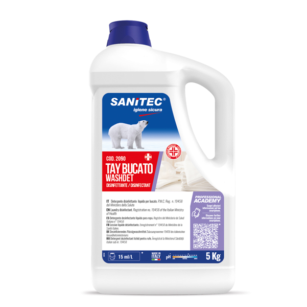 Detergente Disinfettante Liquido Washdet Tay Bucato 5kg Sanitec 2090 8054633837955