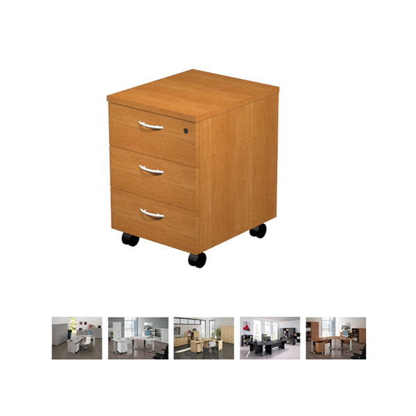 Cassettiera 3 Cass con Ruote Noce Chiaro Easy 60019 4