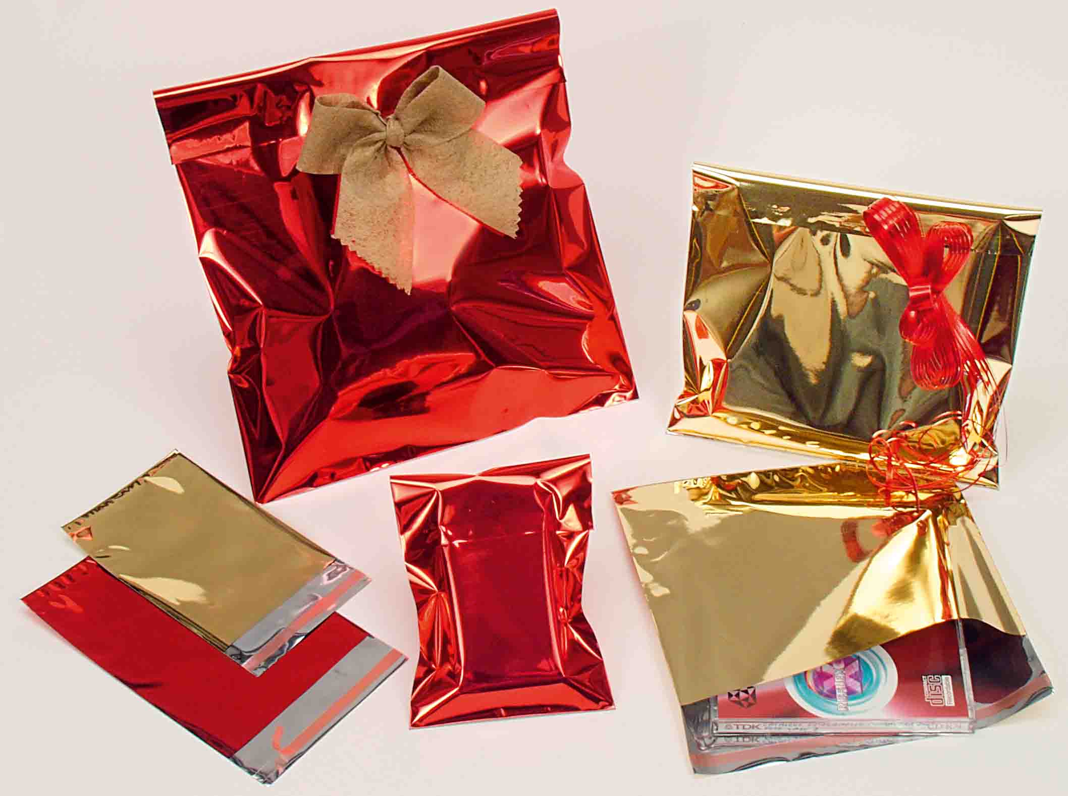 50 Buste Regalo in Ppl Metal Lucido 35x50 5cm Rosso con Patella Adesiva U 814arryp5ro 8013170148856