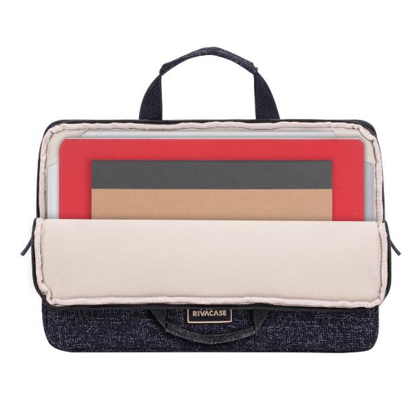 Borsa per Notebook in pelle nera, dimensione 13,3 pollici, realizzata dalla marca Rivacase. 4260403578445 | initpc.it