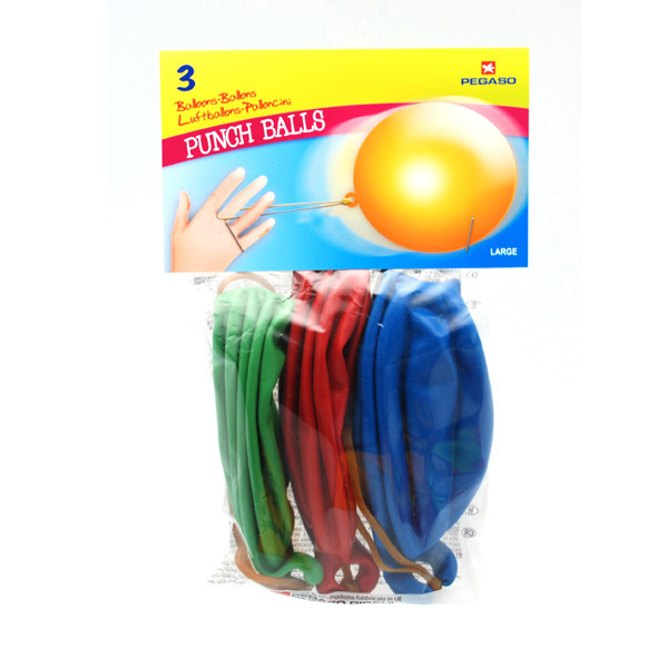 Busta 3 Palloncini Punch Ball C Impugnatura in Gomma Colori Assortiti Pegaso Pb100 07