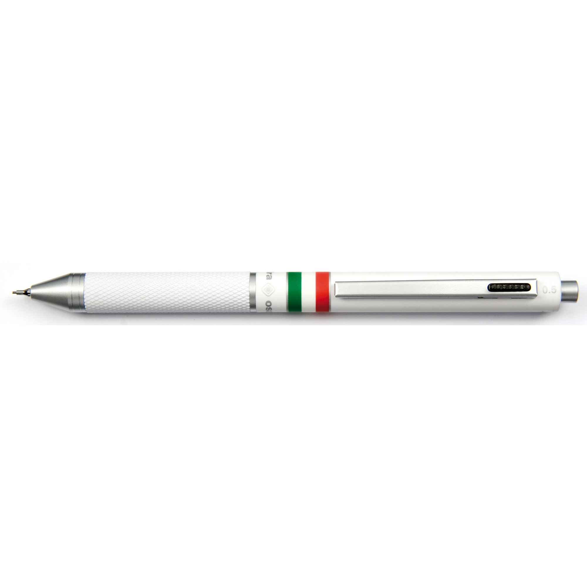 Penna Sfera Scatto Multifunzione Quadra Fusto Bianco Gommato Italia Osama Od 1024itg 1bi 8007404224560