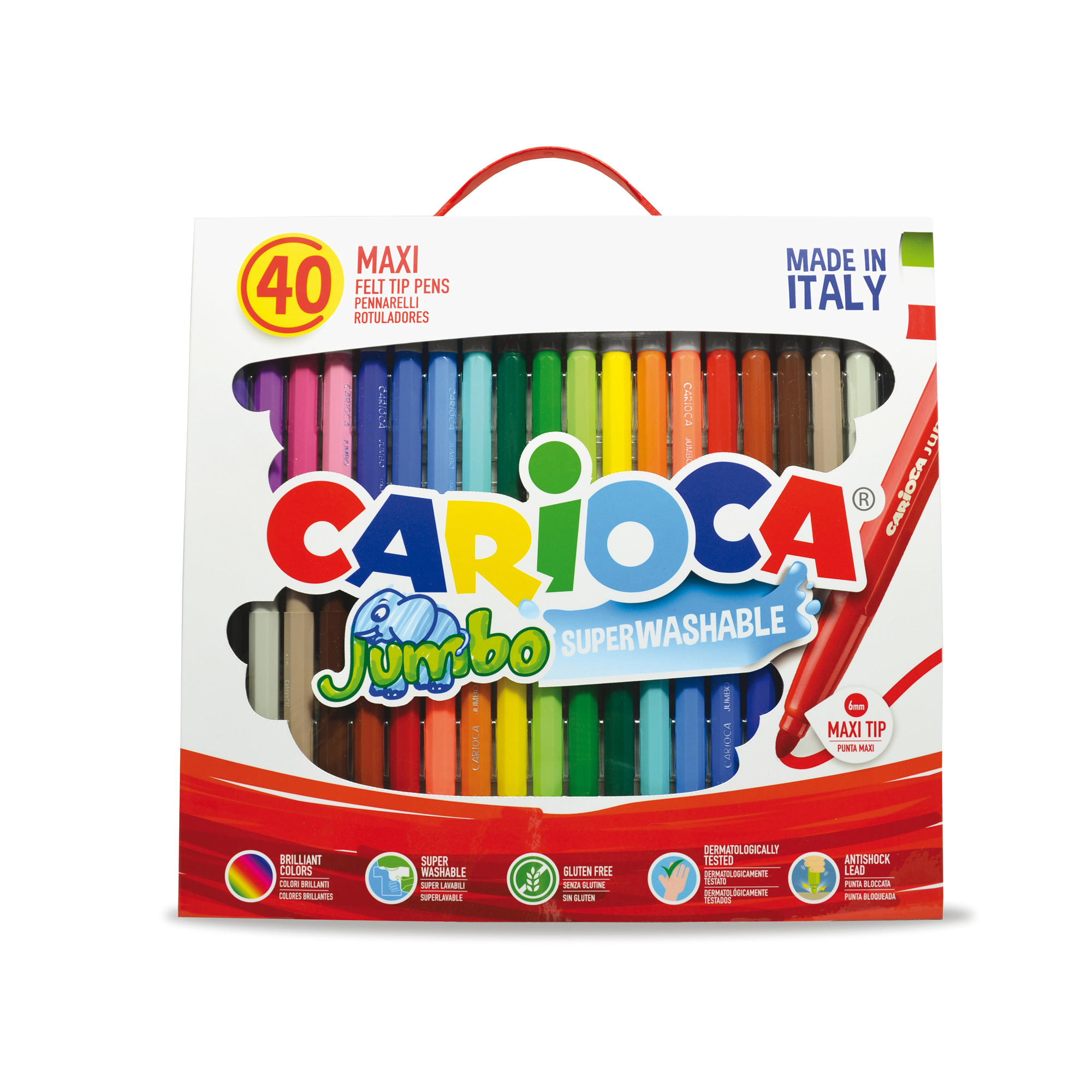 Carioca CF40 Pennarello Jumbo Assortito - Collezione di 40 pennarelli colorati e lucidanti in un'unica scatola 8003511412579 | initpc.it