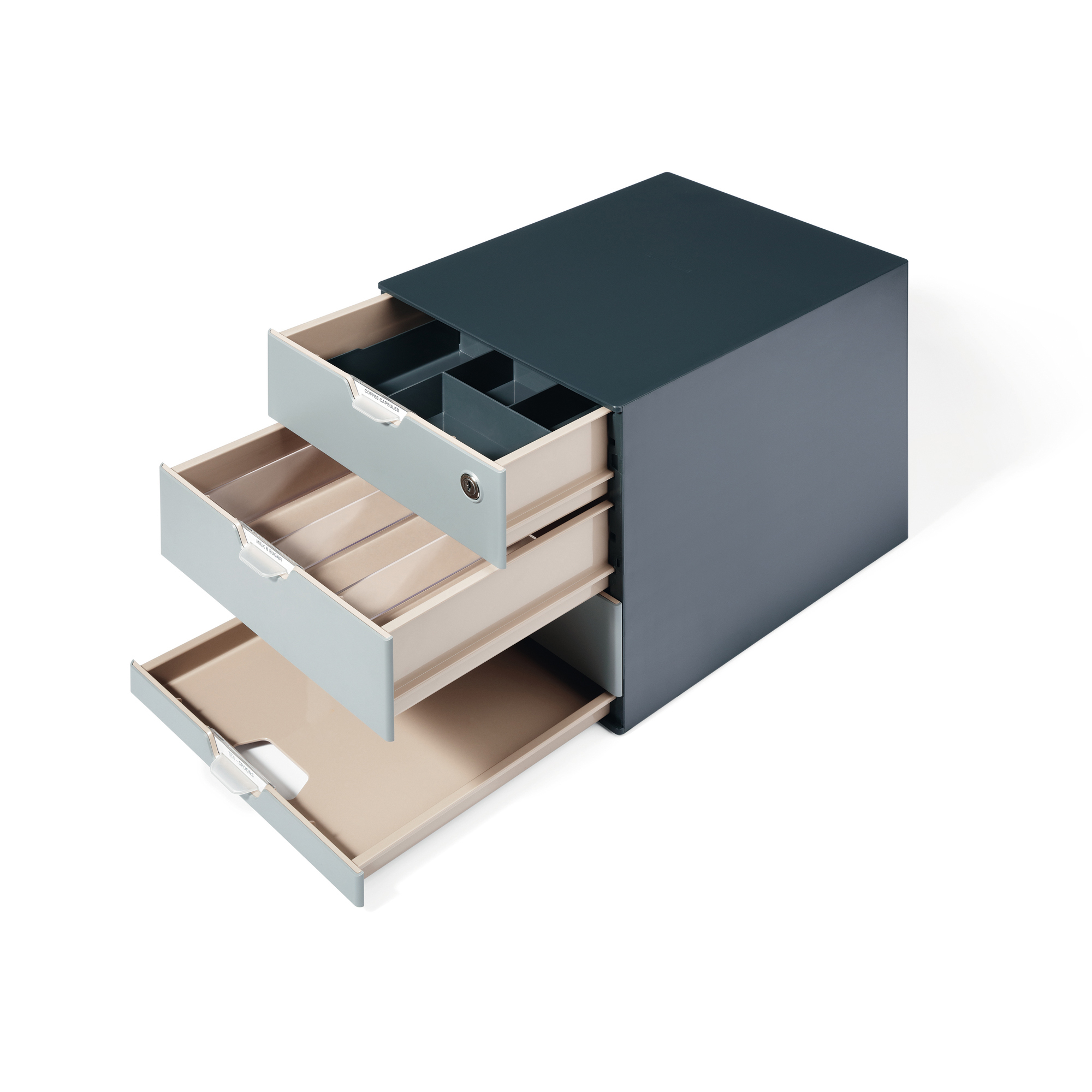 Set coffee point box grigio 28x27x35cm con organizer 4005546978161