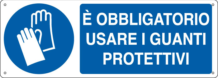Cartello alluminio 35x12,5cm guanti protettivi obbligatori 8798150419040