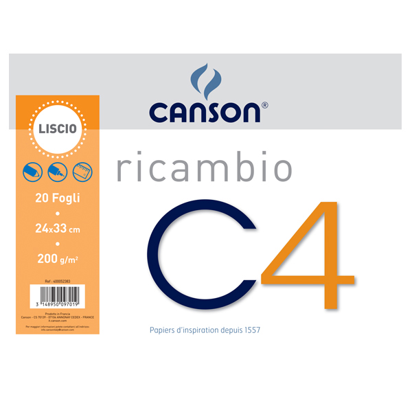 Ricambi per Album C4 24x33cm 200gr 20fg Liscio Canson Confezione da 10
