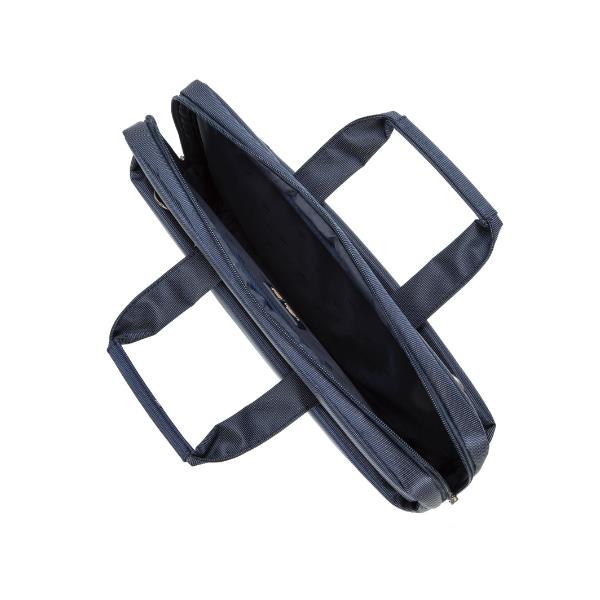 Borsa per notebook in pelle sintetica, dimensioni compatte 13x3 pollici, colore blu scuro. Prodotto della marca Rivacase. 4260403571941 | initpc.it