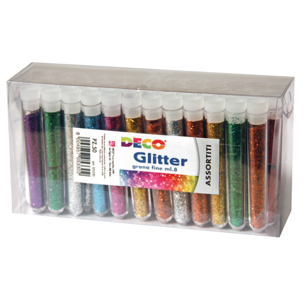 Glitter 50 Flaconi Grana Fine 12ml Colori Assortiti Deco 130 50 8004957022551