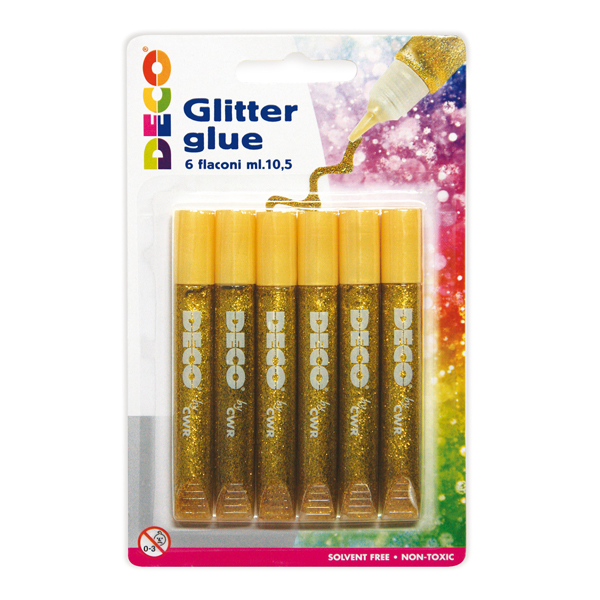 Blister Colla Glitter 6 Penne 10 5ml Oro Deco 5885 8004957058857