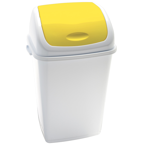 Pattumiera bianca e gialla 50l con coperchio 8056324532460