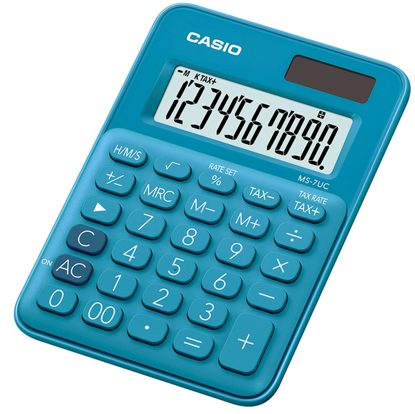 Calcolatrice da Tavolo Ms 7uc Blu Big Display 10 Cifre Casio Ms 7uc Bu 4549526700187