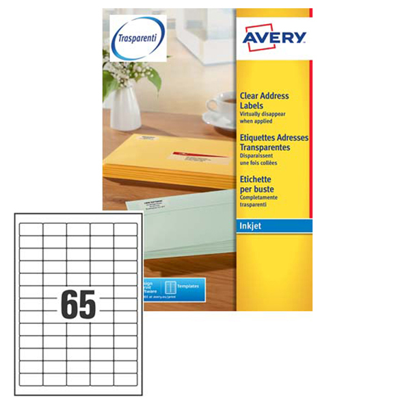 Etichette mini Avery QuickDRY di alta qualità da 38,1x21,2mm per buste, compatibili con stampanti a inchiostro, con 65 etichette per foglio e disponibili anche da 25 fogli. 5014702178412 | initpc.it