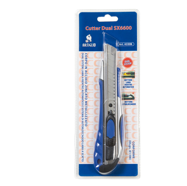 Cutter doppio ritorno automatico con lama larga 1,9 mm del marchio ITTERNET, sistema SX-6600 LAMA LAR 8028422543204 | initpc.it