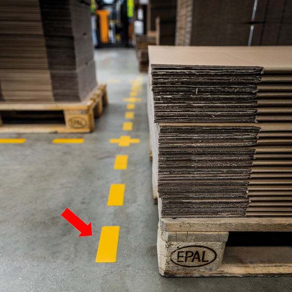 Adesivi terra striscia gialla 10x15cm durevoli per sicurezza 4005546983592