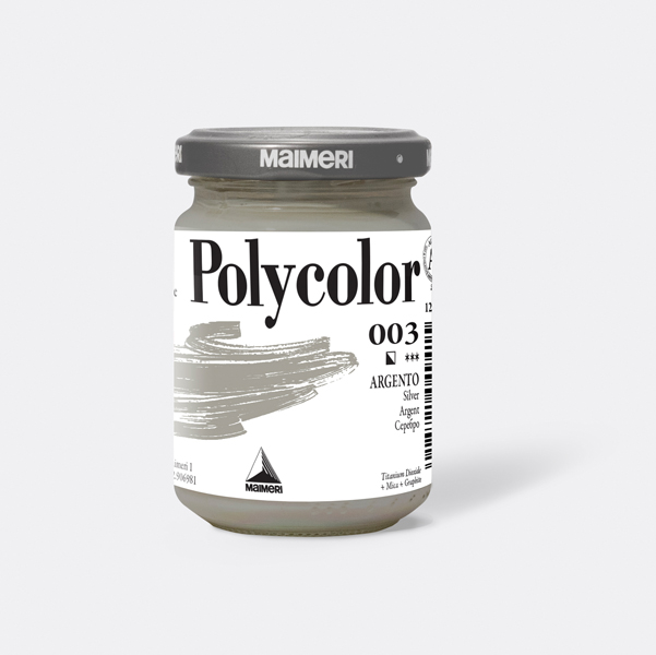 Colore Vinilico Polycolor Vasetto 140 Ml Argento Maimeri M1220003 8018721049415