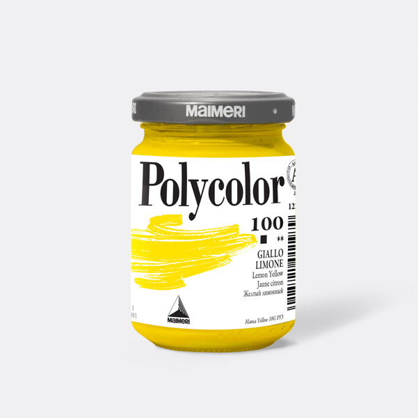 Colore Vinilico Polycolor Vasetto 140 Ml Giallo Limone Maimeri M1220100