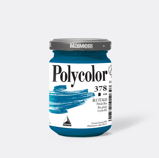 Colore Vinilico Polycolor Vasetto 140 Ml Blu Ftalo Maimeri M1220378 8018721012648