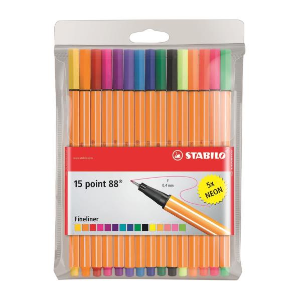 AST15 Fineliner Point 88 Colore Assortito di marca Stabilo, una gamma completa di pennarelli per un disegno preciso e colorato. 4006381438650 | initpc.it